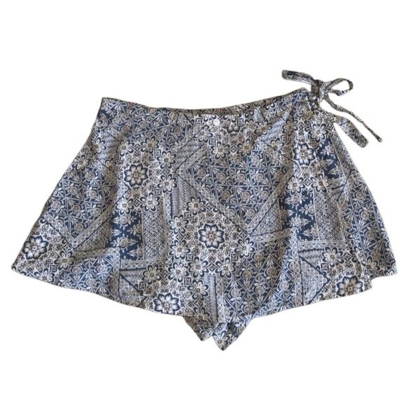 PPLA Clothing Women's Bohemian Tula Woven Skort in Blue Multi Color Size Large - Picture 1 of 8